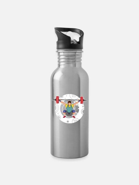 Gewichtheben - Reißen - Stoßen - Gewichtheber - Trinkflasche mit integriertem Trinkhalm - Lightsilver
