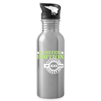 60. Geburtstag , limited Edition orginal 60 (25) - Trinkflasche mit integriertem Trinkhalm - Lightsilver - Rechts
