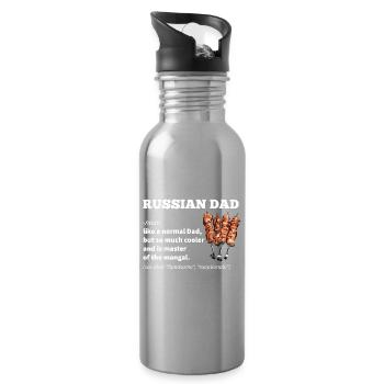 Russischer Vater Geschenk - Trinkflasche mit integriertem Trinkhalm - Lightsilver - Rechts