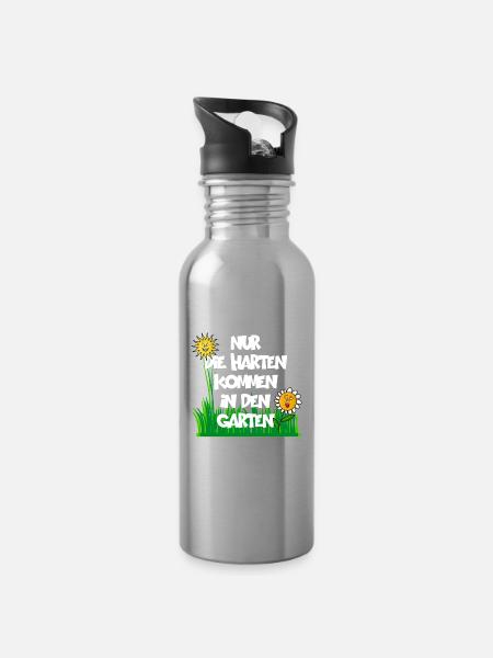 NUR DIE HARTEN KOMMEN IN DEN GARTEN - Trinkflasche mit integriertem Trinkhalm - Lightsilver