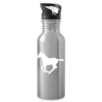 cheval - Gourde avec paille intégrée - argent clair - Droite