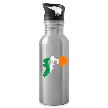 Offaly Ireland Flag | County Outline Map - Water bottle with straw - silver - Right