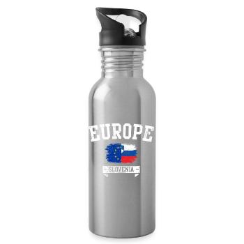 Emblème du drapeau européen de la Slovénie - Gourde avec paille intégrée - argent clair - Droite