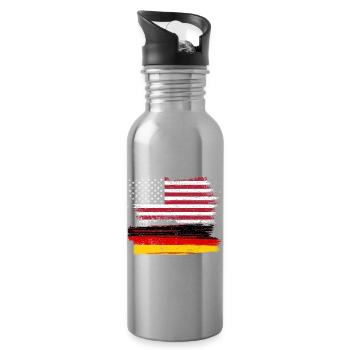 Flag Fusion : Grunge américain et allemand - Gourde avec paille intégrée - argent clair - Droite