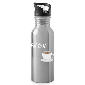 First Coffee - Kaffee-Design - Trinkflasche mit integriertem Trinkhalm - Lightsilver - Rechts