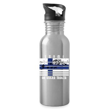 Finnland Wintersport - Trinkflasche mit integriertem Trinkhalm - Lightsilver - Rechts
