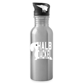 Halbdackel Schwäbisch Schwaben - Trinkflasche mit integriertem Trinkhalm - Lightsilver - Rechts