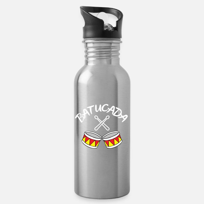 batucada, percussion, drum - Water bottle with straw - silver
