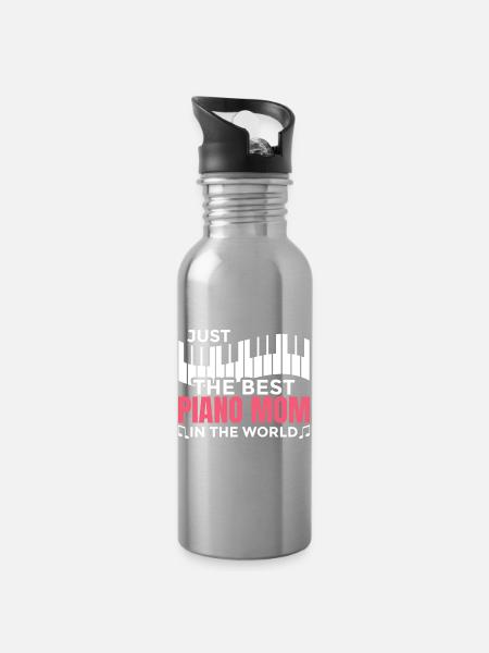Klavier Mutter - Trinkflasche mit integriertem Trinkhalm - Lightsilver