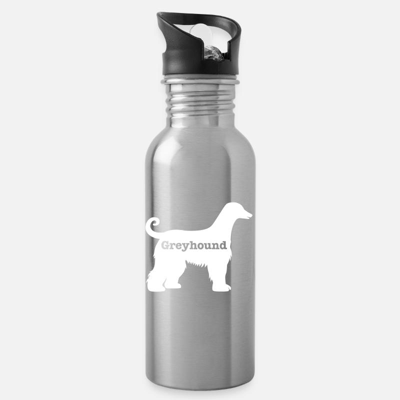 Windhund - Trinkflasche mit integriertem Trinkhalm - Lightsilver