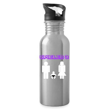 Elternschaft Statement Schwanger Baby Geboren - Trinkflasche mit integriertem Trinkhalm - Lightsilver - Rechts