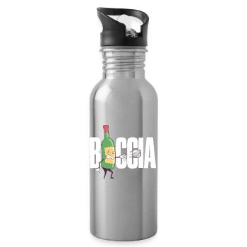 Boccia player Clothing with bocce balls Boccia - Water bottle with straw - silver - Right