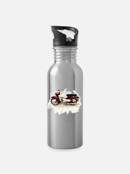 Simson Star - Trinkflasche mit integriertem Trinkhalm - Lightsilver