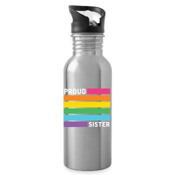 Pride Month LGBT - Proud Sister - Water bottle with straw - silver - Right