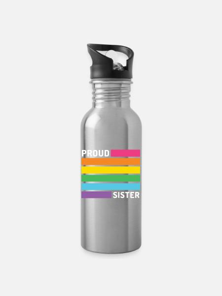 Pride Month LGBT - Stolze Schwester - Trinkflasche mit integriertem Trinkhalm - Lightsilver
