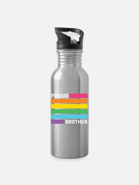 Pride Month LGBT - Stolzer Bruder - Trinkflasche mit integriertem Trinkhalm - Lightsilver