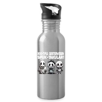 Geisterwesen Spruch Halloween Design - Trinkflasche mit integriertem Trinkhalm - Lightsilver - Rechts