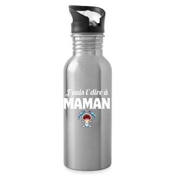 J'vais l'dire à maman, enfant, mère - Gourde avec paille intégrée - argent clair - Droite