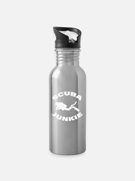 SCUBA JUNKIE - Trinkflasche mit integriertem Trinkhalm - Lightsilver