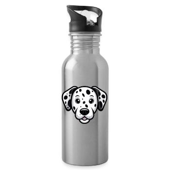 Dalmatian head in comic style - Water bottle with straw - silver - Right