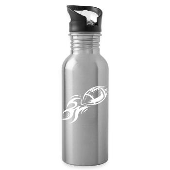 American Football Symbol Fire Ball Throw Flying - Water bottle with straw - silver - Right