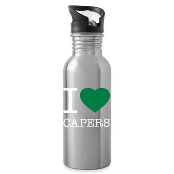 I LOVE CAPERS Kapern - Trinkflasche mit integriertem Trinkhalm - Lightsilver - Rechts