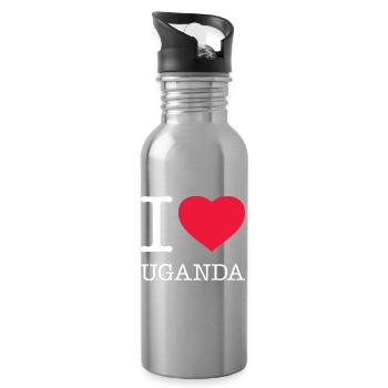 I LOVE UGANDA - Trinkflasche mit integriertem Trinkhalm - Lightsilver - Rechts