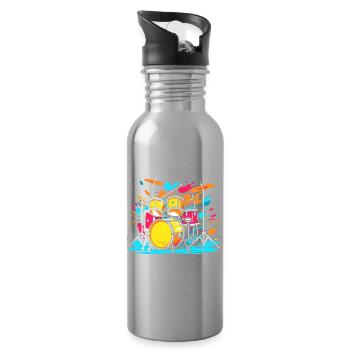 Schlagzeug Portrait - Trinkflasche mit integriertem Trinkhalm - Lightsilver - Rechts
