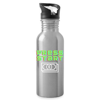 Press Start Retro Arcade Geldschein - Trinkflasche mit integriertem Trinkhalm - Lightsilver - Rechts