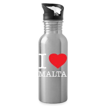 I LOVE MALTA - Trinkflasche mit integriertem Trinkhalm - Lightsilver - Rechts