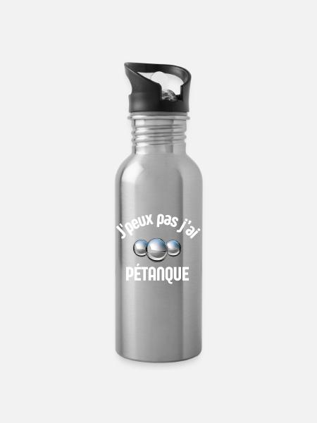 pétanque, bowler, petanque fan - Water bottle with straw - silver