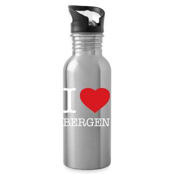 I LOVE BERGEN Norway Norwegen - Water bottle with straw - silver - Right