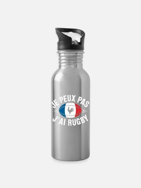 je peux pas j ai rugby - Gourde avec paille intégrée - argent clair