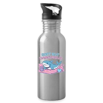 BLAHAJ – Soft & Danger - Water bottle with straw - silver - Right