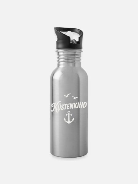 Küstenkind - Trinkflasche mit integriertem Trinkhalm - Lightsilver