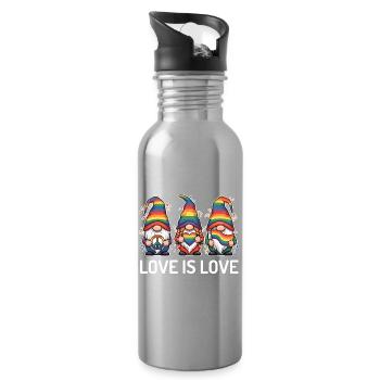 Mois de la fierté LGBT - Love is Love - Gourde avec paille intégrée - argent clair - Droite