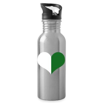 A heart for Saxony white green - Water bottle with straw - silver - Right