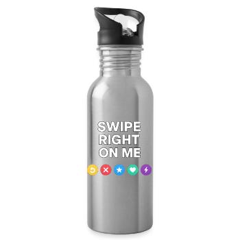 Swipe Right On Me - Dating Design - Gourde avec paille intégrée - argent clair - Droite