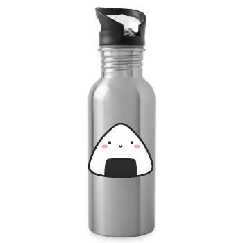 Kawaii Onigiri Reis - Trinkflasche mit integriertem Trinkhalm - Lightsilver - Rechts