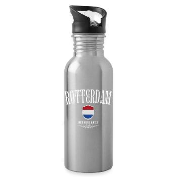 Amo Rotterdam, Rotterdam The Netherlands - Water bottle with straw - silver - Right