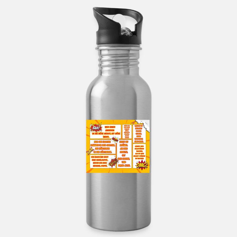 Comic-style sayings for encouragers - Water bottle with straw - silver
