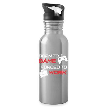 Gamer Work Ethic Graphic Tee - Water bottle with straw - silver - Right
