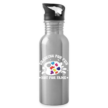 Funny Art Painter For Fun Not For Fame Drawing - Water bottle with straw - silver - Right