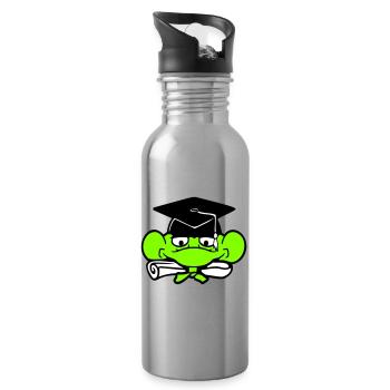 grenouille diplôme d’études secondaires réussi collège mignon - Gourde avec paille intégrée - argent clair - Droite