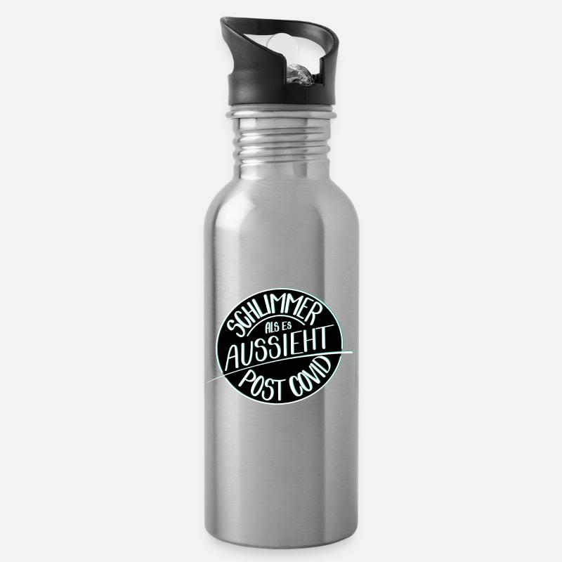 Schlimmer als es aussieht, Post Covid - Trinkflasche mit integriertem Trinkhalm - Lightsilver