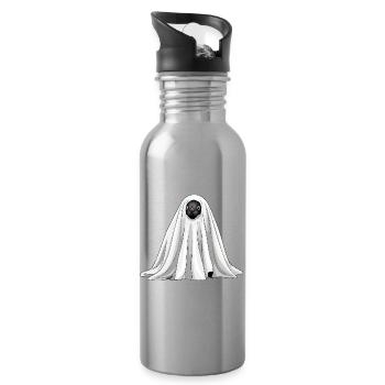 Funny Halloween Penguin Ghost Monster Cartoon - Water bottle with straw - silver - Right