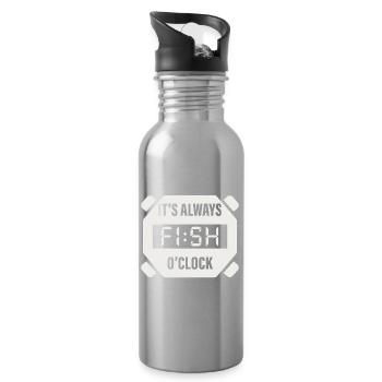It's Always Fish O'Clock Fishing Design - Water bottle with straw - silver - Right
