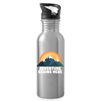 Adventure Mountain Peak Sunset - Water bottle with straw - silver - Right