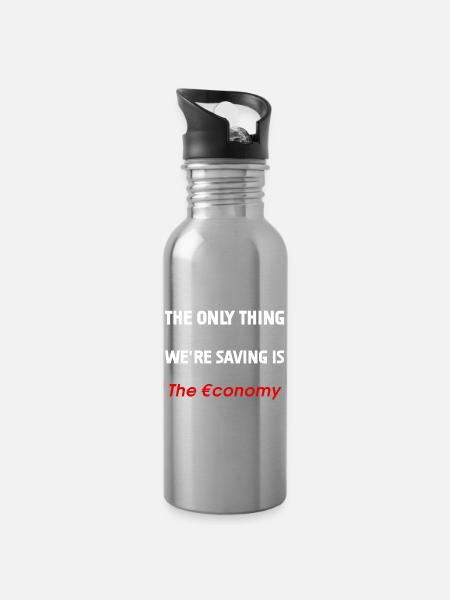 Saving the Economy - Water bottle with straw - silver