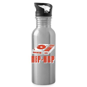Turntable Rhythm Culture Vinyl DJ Vibes - Water bottle with straw - silver - Right